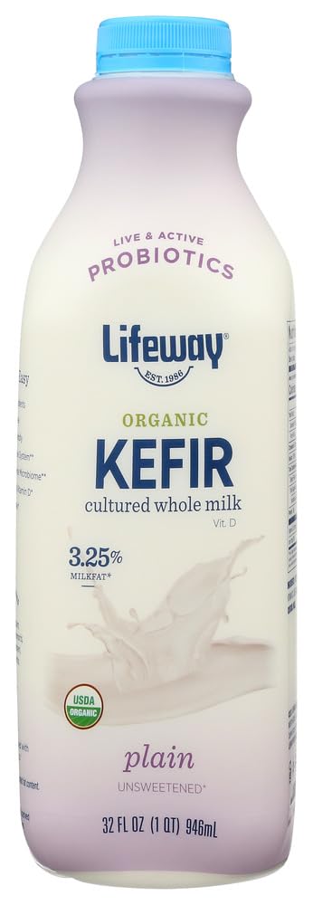 Lifeway Organic Whole Milk Plain Kefir, 32 Ounce