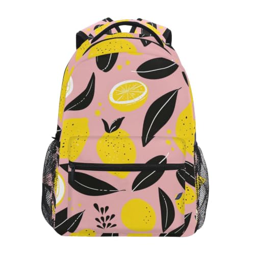 Cartable à dos citrons rose bandoulière étudiants sac pour scolaire