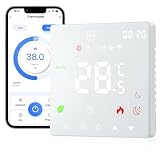 Programmierbarer WLAN Thermostat für Fußbodenheizung, Intelligenter Smart Home Raumthermostat mit Alexa & Google Home, Tuya App, 230V, Einfache Installation, Weiß
