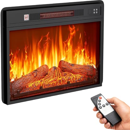 YITAHOME 24" Electric Fireplace Insert, Fireplace Heaters with Log Set,