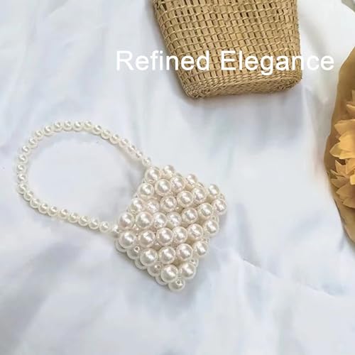 White Beaded Pearl Handbag, Mini Vintage Pearl Coin Purse Small Pearls Bag Handmade Pearls White Handbag Suitable for Lipstick Coins Cash4