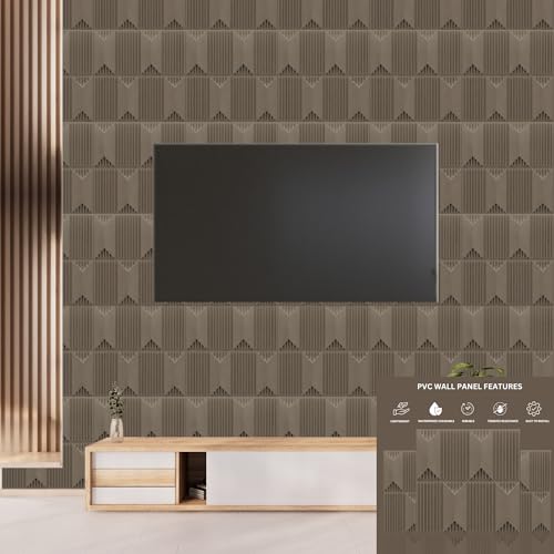 Image of Kayra Decor Wall Panels for Bedroom PVC Artisian Design Mega Graige Color 19.7 inch x 19.7 inch (Pack of 12) - Covers 32.34 Sq. Ft.