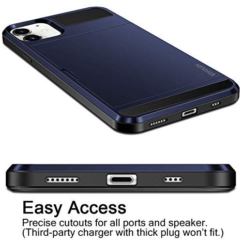 Vofolen Compatible with iPhone 12 Case 5G Wallet Cover Credit Card Holder Slot Sliding Back Pocket Anti-Scratch Dual Layer Protective Compatible with iPhone 12 Navy-Blue by Vofolen - Image 4