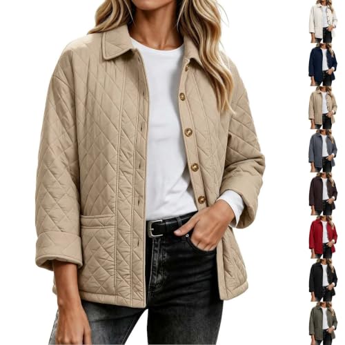 fartey Plus Size Quilted Jacket Button Down Jacket Casual Loose Winter Coat - image 1