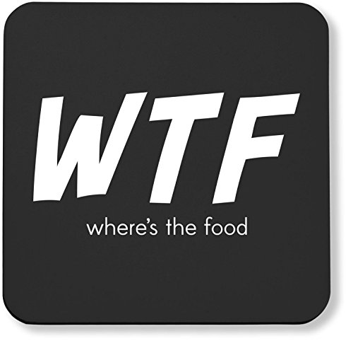 Image of Hippowarehouse Where's the food? pack of 2 coasters gloss finish durable backing 9cm x 9cm