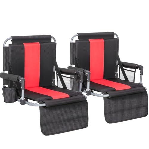 ALPHA CAMP 2PK Stadium Seats for Bleachers, Portable Wide Bleacher Seats with Backrest and High-Density Foam Padding, Stadium Chairs with Cup Holder for High School Football & Baseball
