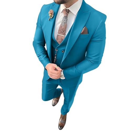 Men's 3 Pieces Tuxedo Suit Slim Fit Wedding Prom Business Suit Jacket Vest Pants Set3