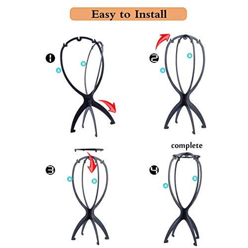 Dansee 6 Pack Short Wig Stand Portable Wig Holder For Multiple Wigs And Hats, 14.2 Inches Travel Wig Stand(Black) #TOP3