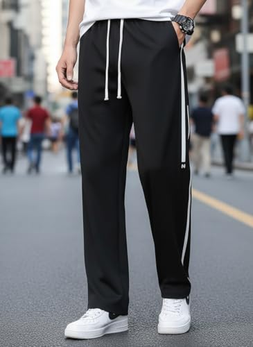 Image of Mack Jonney Men's Striped Track Pants | Side Stripe Design | Regular Fit | Casual & Athleisure Wear |Pack of 1-MMJ-110