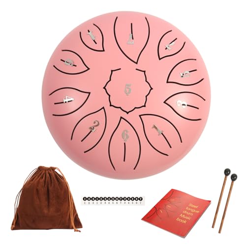 image for WRINWPOOSE Steel Tongue Drum 6 Inch 11 Notes, C Major Tongue Drum Rain