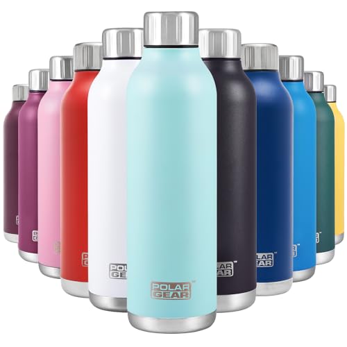 Polar Gear Stainless Steel Water Bottle - 500ml Vacuum Insulated Metal Water Bottle, Double Wall, Leakproof Drinks Bottle - 12H Hot, 24H Cold - Perfect for Work, Travel, Sports, Gym - Mint Green