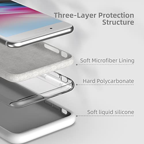 Coque iPhone 8 Plus en silicone liquide blanc avec doublure microfibre douce
