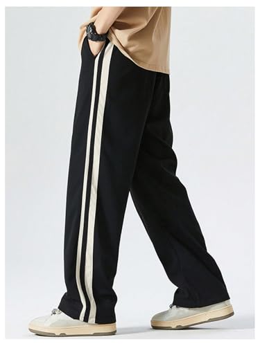 SHENHE Men's Casual Workout Pants Striped Drawstring Loose Sweatpants Track Pants Trousers2
