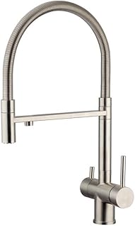 GME Grifo Cocina Ósmosis Extraíble Acero Inoxidable – Monomando 3 Vías, Caño Alto Flexible (Acero inoxidable)
