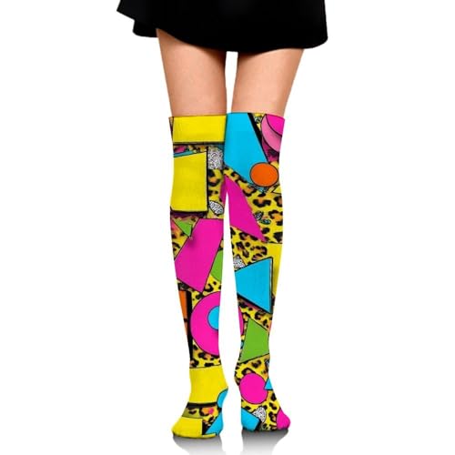 Meaudiwes Fashion Over Knee Socks Thigh High Socks Personality Long Boot Stockings Pink Retro 80s 90s