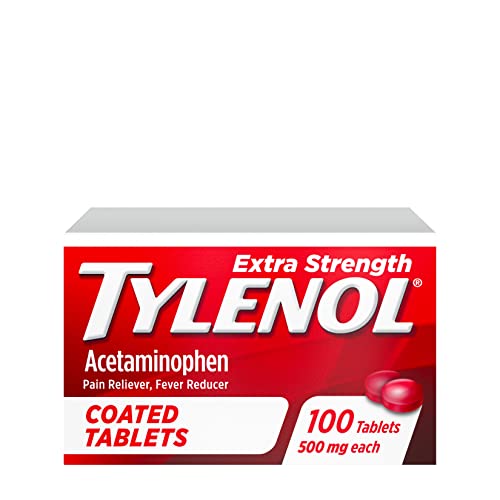 Tylenol Extra Strength Coated Tablets, Acetaminophen Adult Pain Relief & Fever Reducer, 100 Ct #TOP25