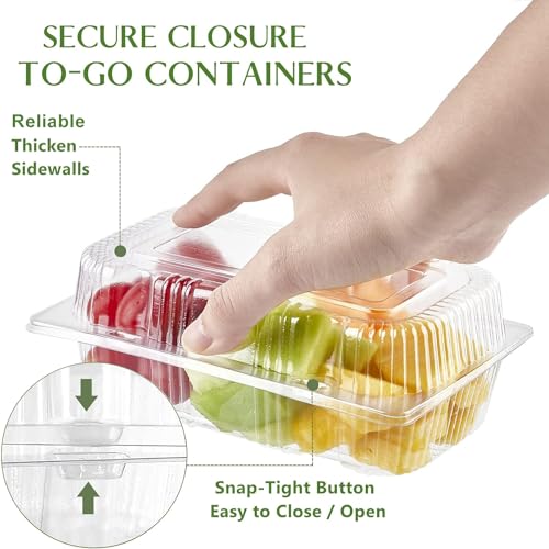 Toflen HU-XI-201 Disposable Sturdy Plastic Hinged Food Containers With Clear Lids (40 Pack) Clamshell Take Out Loaf Containers 7.2X4.7X3 Inches To Go Dessert Box Cake Slice Salad Pastry Sandwich Container thumb #2