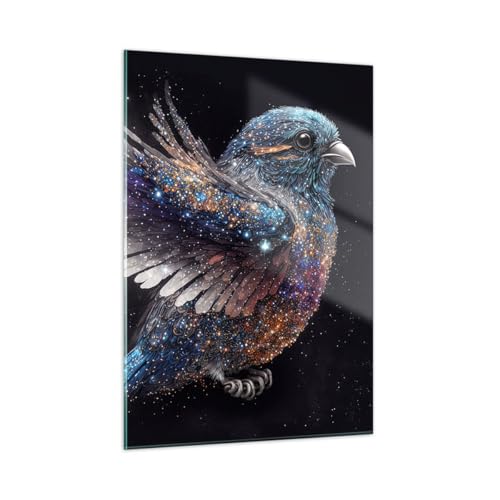 Moderne Impression sur Verre Uccello Magia Cosmo Image Tableau en Verre Decoration Murale 50x70cm Deco Salon Chambre Cuisine Vertical Petit Tableaux Decoratifs Muraux Art Wall Decor GPA50x70-5673