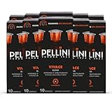 Pellini Vivace, 100 Capsule in Alluminio Compatibili Nespresso, Miscela di Caffè Arabica e Robusta dal Gusto Corposo e Intenso con Note di Cacao e Pan Pepato, 10 Confezioni da 10 Capsule