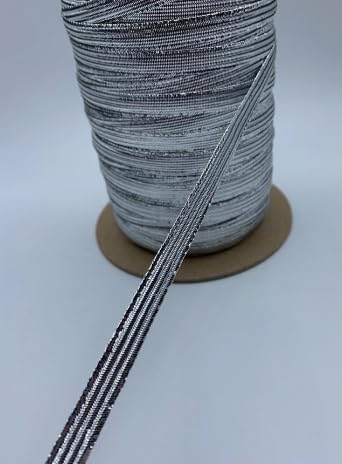 Generic 1 Pcs 5/16"" Silver Metallic Stretch Middy Braid Trim for Decorative 12 Yards -Rk8