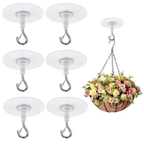 Uryxery Ganci da Soffitto Senza Fori per Piante, Set di 6 Ganci Adesivi in Metallo per Vasi Sospesi, Lanterne e Zanzariere, Installazione Rapida su Superfici Lisce