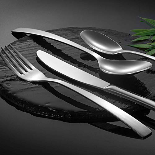 Foto von WUJO Besteck set, Besteck aus Edelstahl, 30-teiliges Silber Besteck Set inkl. Messer, Gabel, Löffel, Tee-/ Kaffeelöffel Essbesteck für 6 Personen, Spiegelpoliert, Spülmaschinenfest