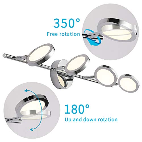 Joosenhouse Modern 4 Light Bathroom Vanity Lights Fixtures Chrome Finish, LED Wall Sconces Lamps Over Mirror in Home as Bath Decor Lighting Fixtures Up and Down 29.92 Inches Long Chrome 4000K
