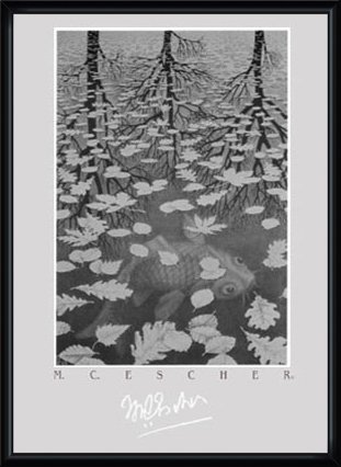 ヴィンテージ M.C. Escher ”もう一つの世界” ポスター　エッシャー ヴィンテージ M.C. Escher ”もう一つの世界” 額入りポスター