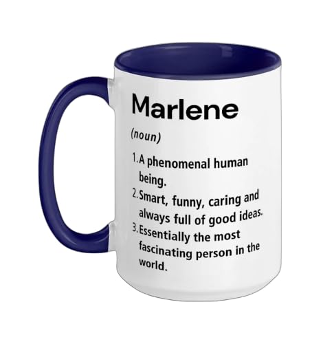 Marlene Name Definition Dictionary Ceramic Mug, Dark Blue/White, 15oz