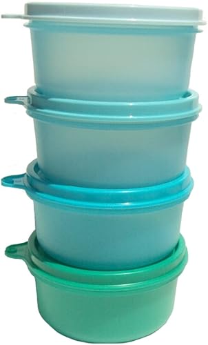 Miniatura 3 de Tupperware Juego de 4 cuencos para servir aperitivos de 7 onzas de color azul y verde azulado