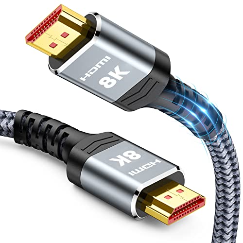 Snowkids 8K HDMI Cable 0.5m, HDMI 2.1 Cable, 8K@60Hz HDMI Lead, 4K@120Hz, eARC HDR10 4:4:4, Grey, 0.5 meters