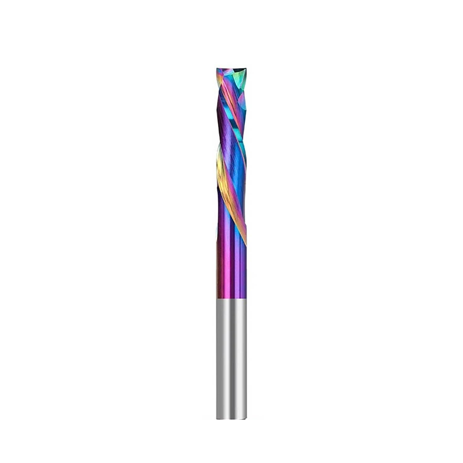 3.175-10mm Compression Milling Bit Two Flutes UP and Down Cutter Carbide End Mill for Wood Milling Tool CNC Router Bit(6.35x3.175x12.7x51mm)