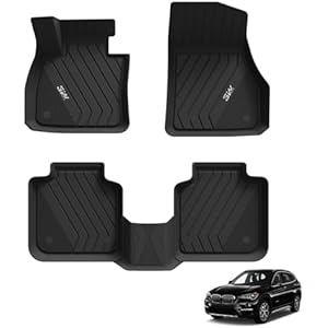 3W Fußmatten für BMW X1 F48 2016-2022, TPE Allwetter Maßgeschneiderte Fussmatte 1-2 Reihen und Kofferraummatte Komplettset BMW X1 Autofußmatten Zubehör 1.BMW X1|16-22|Fußmatten
