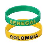 BESPORTBLE Bracelet Pays Silicone Lot de 6 Bracelet Drapeau National Accessoire Supporter Course Jeux Internationaux Sénégal
