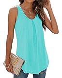 WIHOLL Ladies Tops Vest Tank T Shirts for Women UK Summer Outfits Clothing Clothes Camisole Lake Green Size 18-20