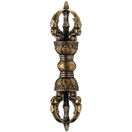Veemoon Feng Shui Supplies Brass Vajra Pestle Tibetan Vajra Dorge Phurba Pestle Brass Dharma Ornament Vintage Four Strands Of Pestle Demon Pestlefor Buddhism Religious Supplies Golden Vajra Peg #TOP11