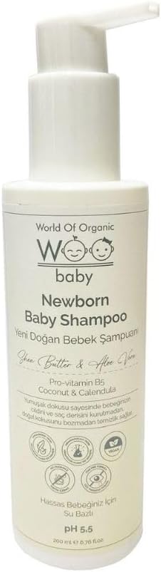 WOO BABY %100 Doğal Göz Yakmayan Yenidoğan Bebek Şampuanı Parfümsüz, Saç Ve Vücut Şampuanı - Bitkisel Içerik