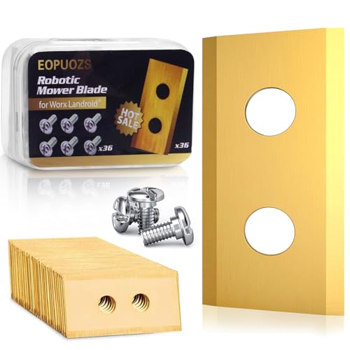 EOPUOZS Juego de 36 Cuchillas de Repuesto para Cortacésped Robótico Worx Landroid, Cuchillas de Titanio de Alta Calidad con Tornillos, Cuchillas para Cortacéspedes para Worx y LandXcape