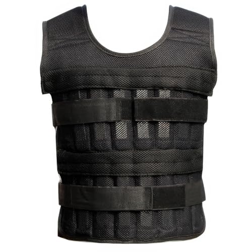 Adjustable Weighted Training Vest Man 12.8KG, 42 x 55 cm, Black Exercise Vest with Iron Weights for Running, Workout, Slim Design Weighted Running Vest