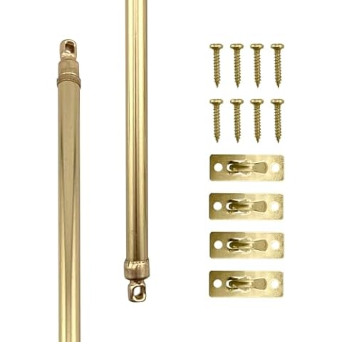 Amazing Drapery Hardware Swivel Sash Curtain Rods with Brass Finish, Set of 2 (Hardware Included) - Adjustable Length 11-19 Inches, Easy to Install Metal Rods for Doors, Windows, and Sidelights Cover