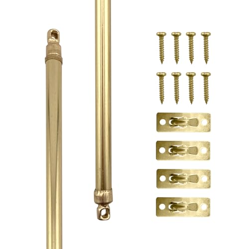 Amazing Drapery Hardware Swivel Sash Curtain Rods with Brass Finish, Set of 2 (Hardware Included) - Adjustable Length 21-38 Inches, Easy to Install Metal Rods for Doors, Windows, and Sidelights