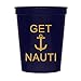 Get Nauti Navy Blue and Metallic Gold Nautical Bachelorette Party Stadium Cups