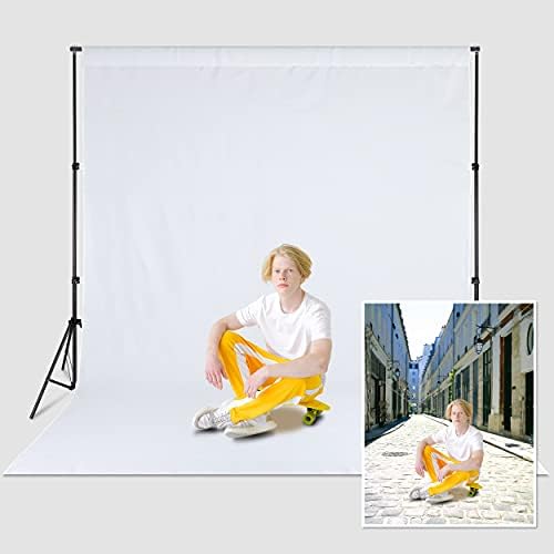 Zdada White Backdrop Screen Background - 5x7ft White Collapsible Background with 3 Spring Clamps for Backgrounds Stand, Photography Shooting (Backdrop Only)
