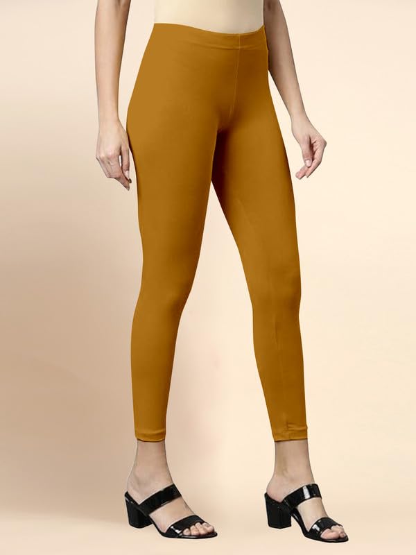 Image of TRENDMALLS Women's Microfiber Elastane Stretch Soft Cropped Leggings with Ultrasoft Waistband for Women