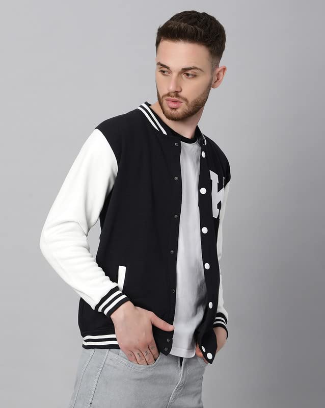 Image of BE SAVAGE Men's Cotton Blend Standard Length Varsity Jacket
