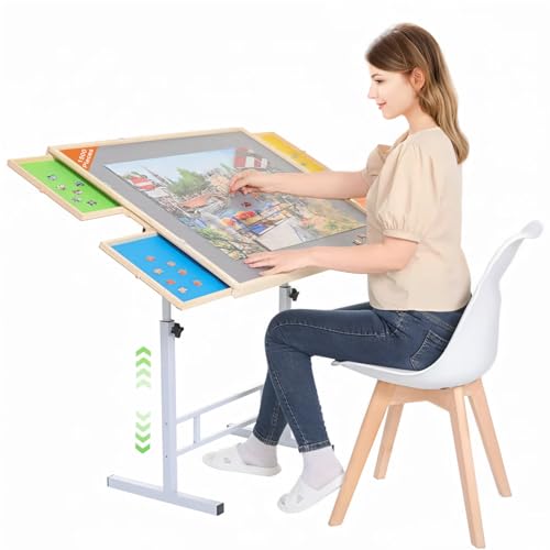 BittPicc Adjustable Height Tilt Puzzle Table Fits 1500 Puzzles Adult Gifts
