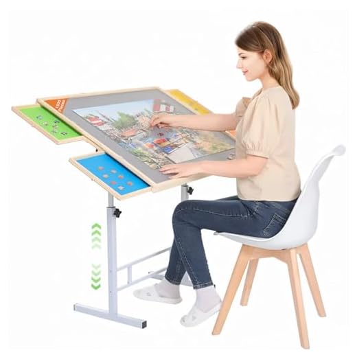 BittPicc Puzzle Table for 1500 Pieces Adjustable Puzzle Tables for Adults Jigsaw Puzzle Table with Drawers and Covers Multifunctional Puzzle Board with Legs