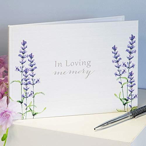 Thoughts of You Book of Condolence Funeral Guest Memorial Book - in Loving Memory Lavender Design