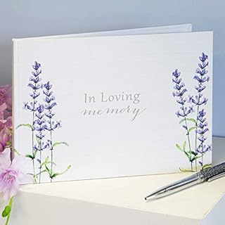 Thoughts of You Book of Condolence Funeral Guest Memorial Book - in Loving Memory Lavender Design