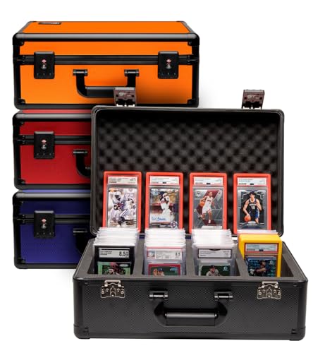 SLAB ARMOR 4 Row Graded Card Storage Box PSA Slab Case For Graded cards Hold 160+ Slabs Graded Card Case PSA Graded Card Storage Sports Baseball Card Collector Gifts TSA approved lock (BLACK)